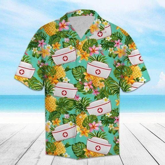 Felacia [Hawaii Shirt] Nurse Pineapple Tropical Hawaiian Aloha Shirts-ZX1331